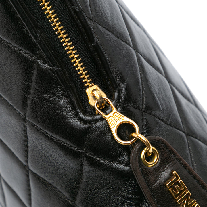 Quilted Lambskin Shoulder Bag Black - Gaby Paris