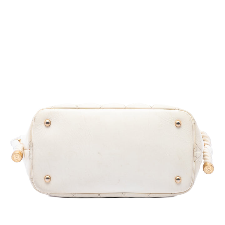Chanel Froissé En Vogue Rope Sac Cuir de veau Blanc – vue 3 – GABY PARIS