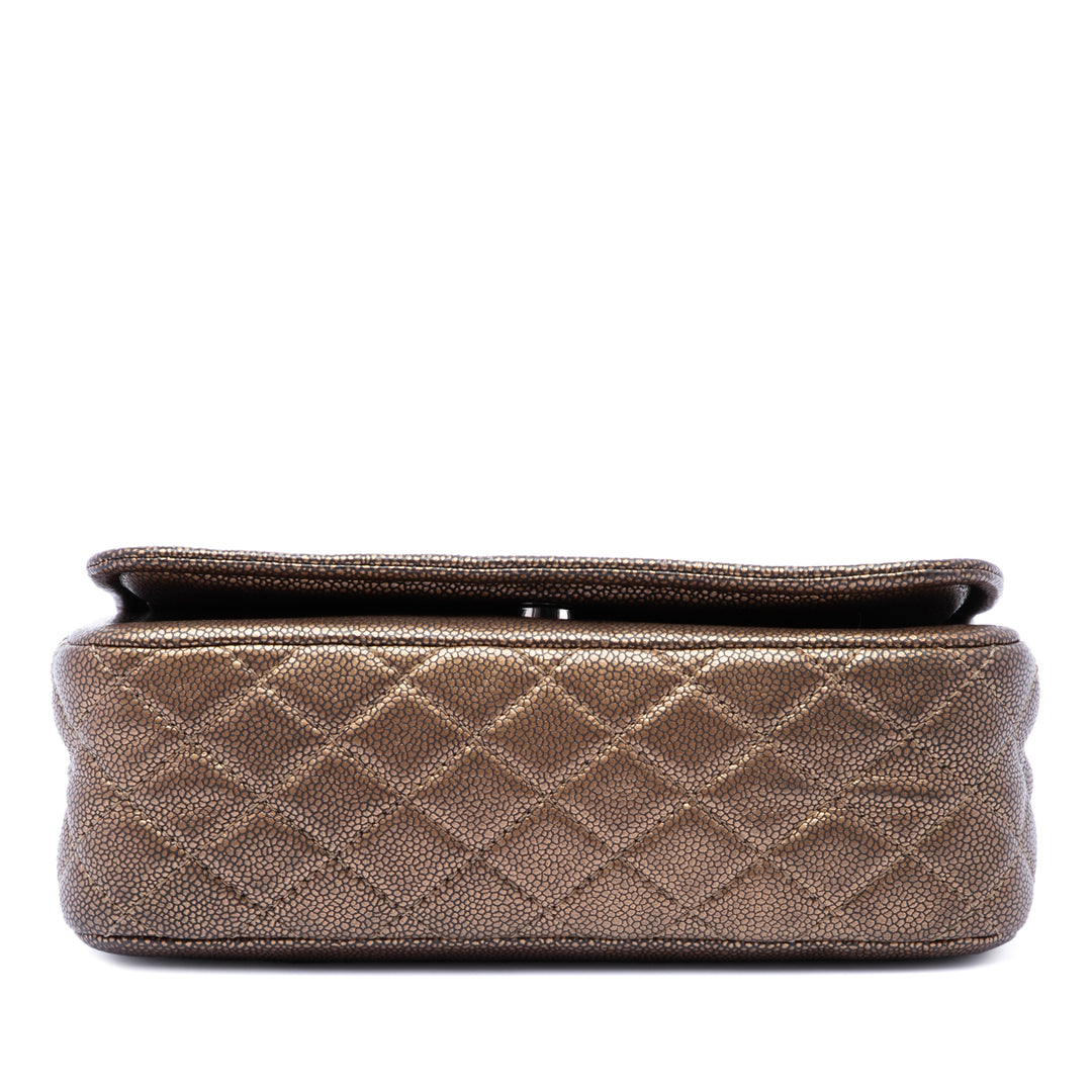 Chanel Métallisé CC Timeless à rabat Petit Cuir caviar