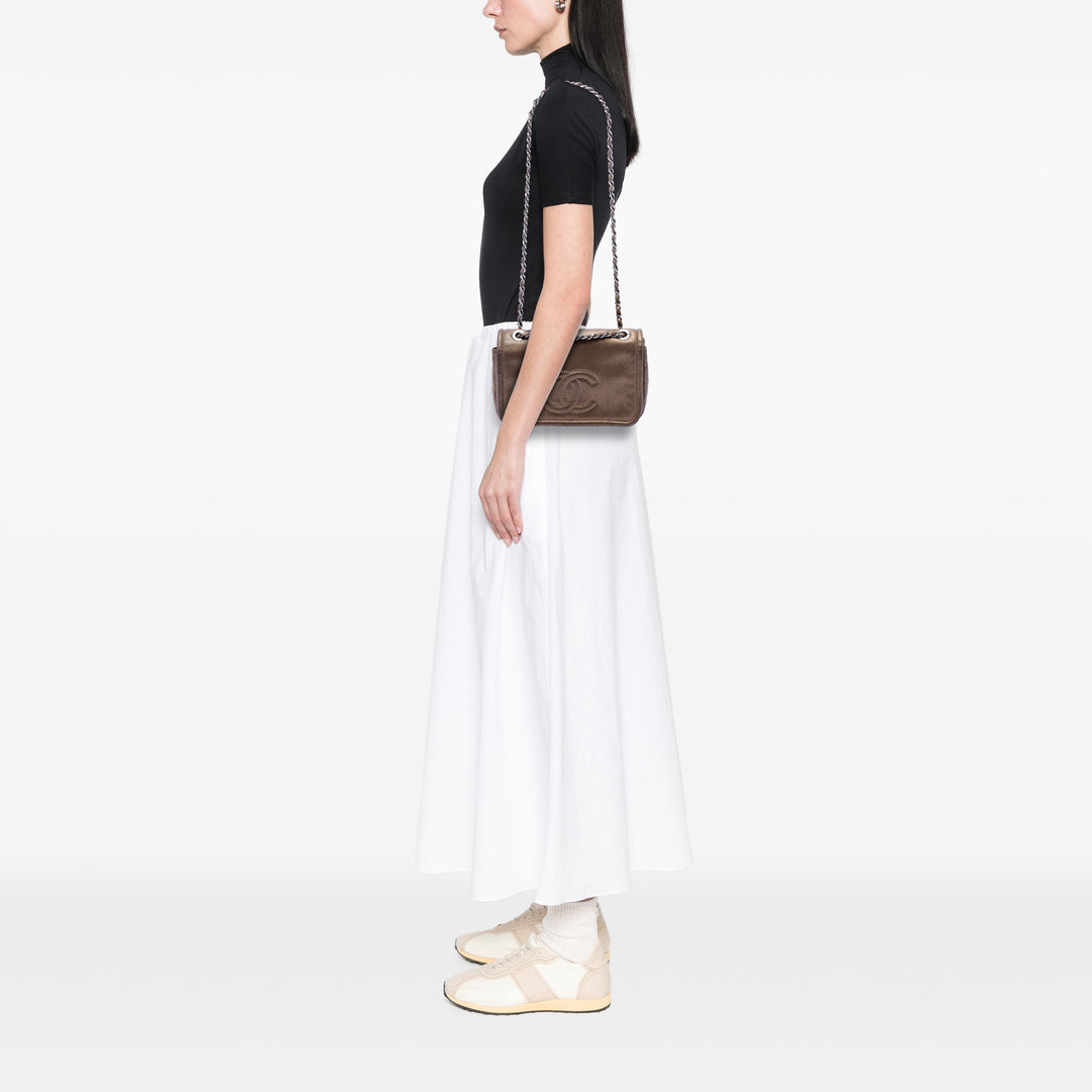 Chanel Métallisé CC Timeless à rabat Petit Cuir caviar