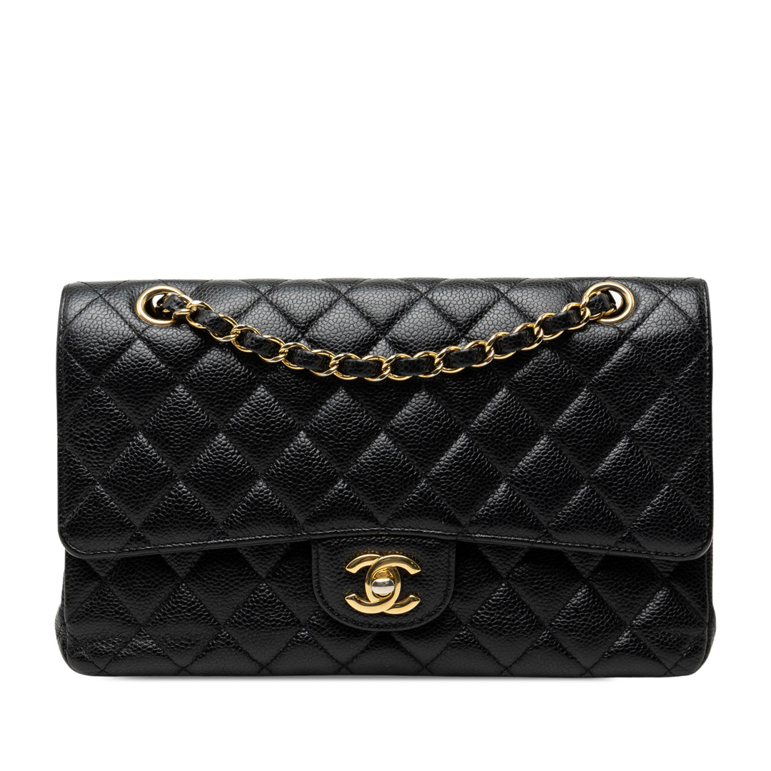 Chanel Classic Double rabat Moyen Cuir caviar Noir