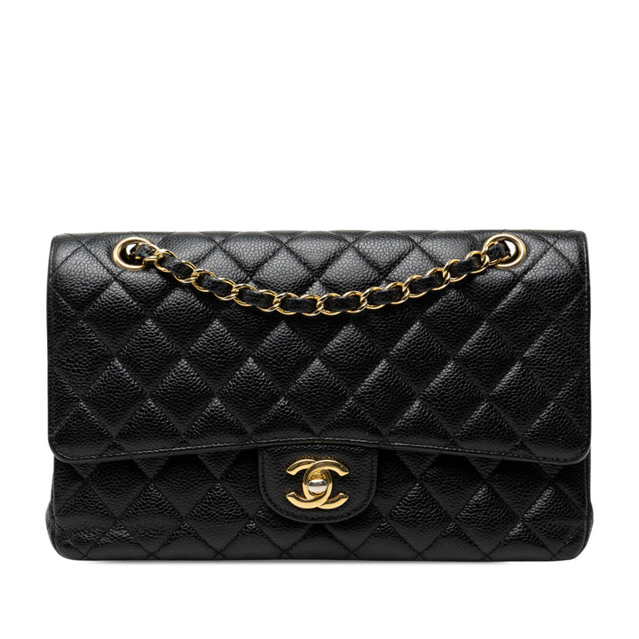 Chanel Classic Double rabat Moyen Cuir caviar Noir