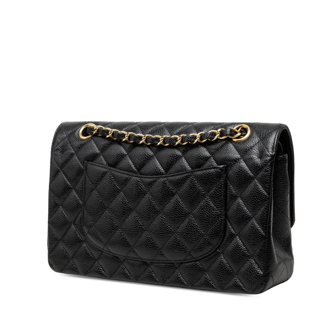 Chanel Classic Double rabat Moyen Cuir caviar Noir