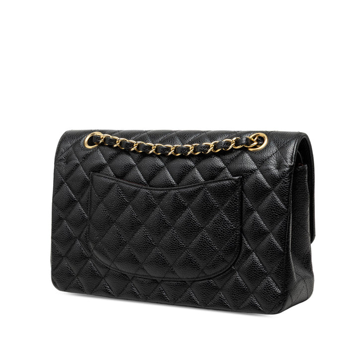 Chanel Classic Double rabat Moyen Cuir caviar Noir