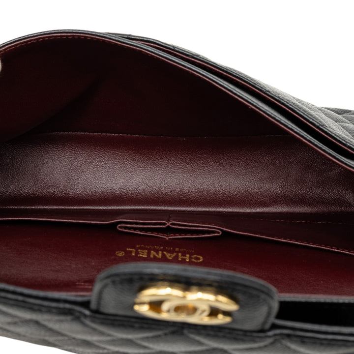 Chanel Classic Double rabat Moyen Cuir caviar Noir