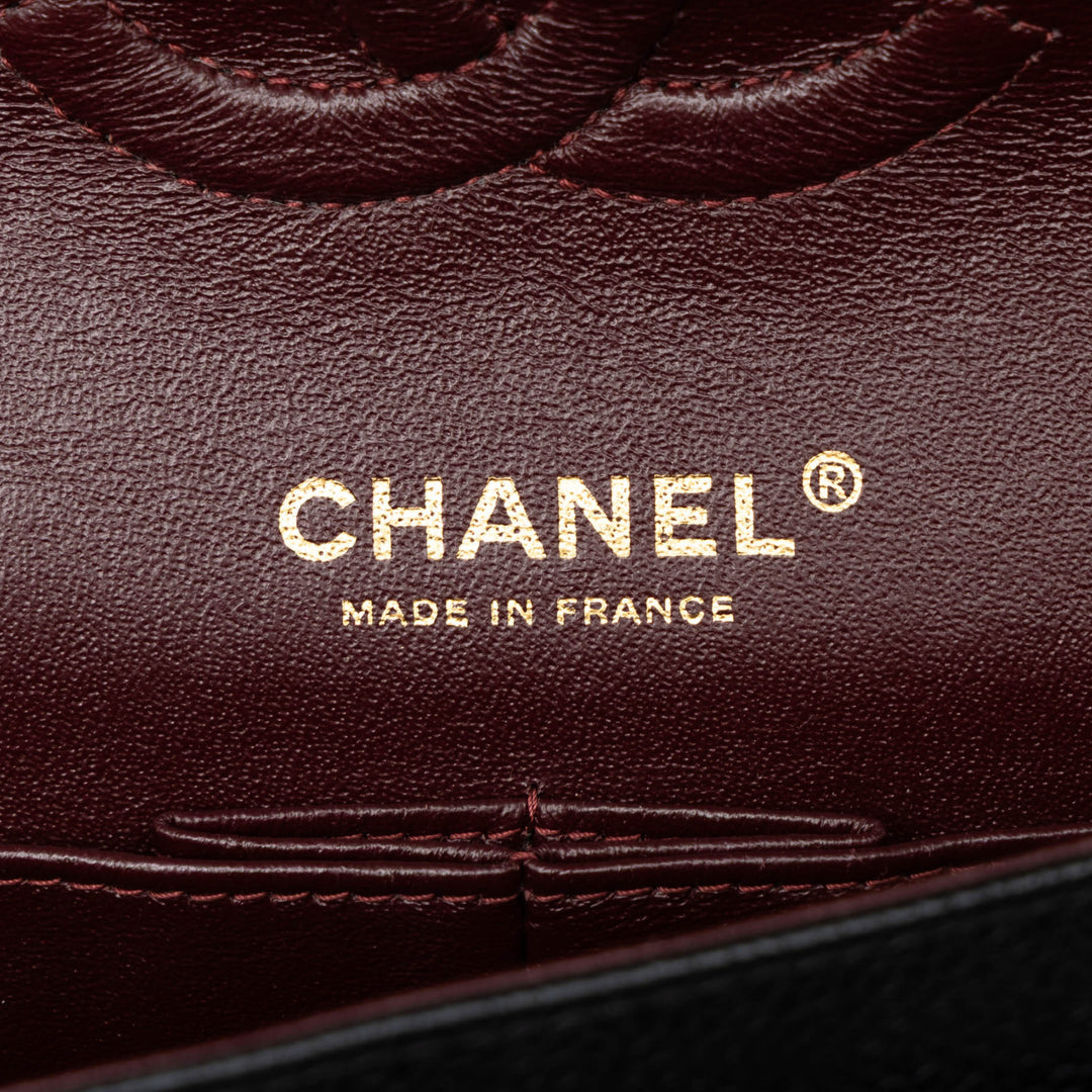 Chanel Classic Double rabat Moyen Cuir caviar Noir