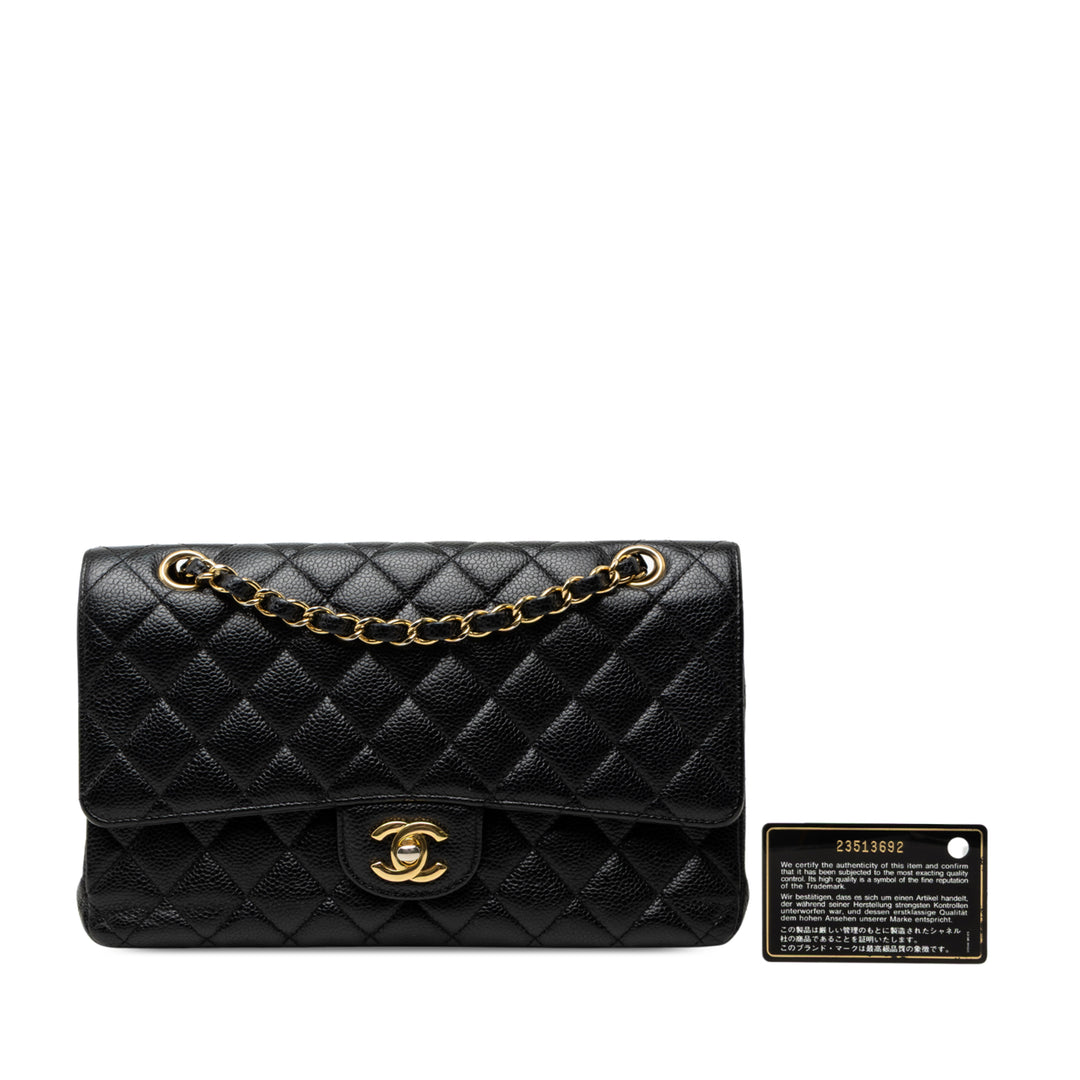 Chanel Classic Double rabat Moyen Cuir caviar Noir