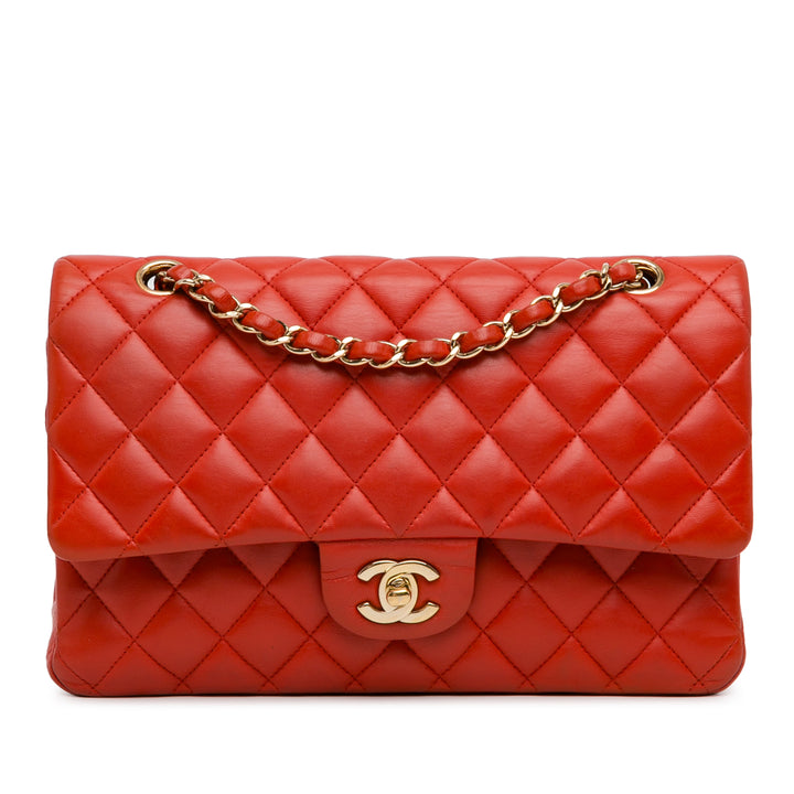 Medium Classic Lambskin Double Flap Red - Gaby Paris