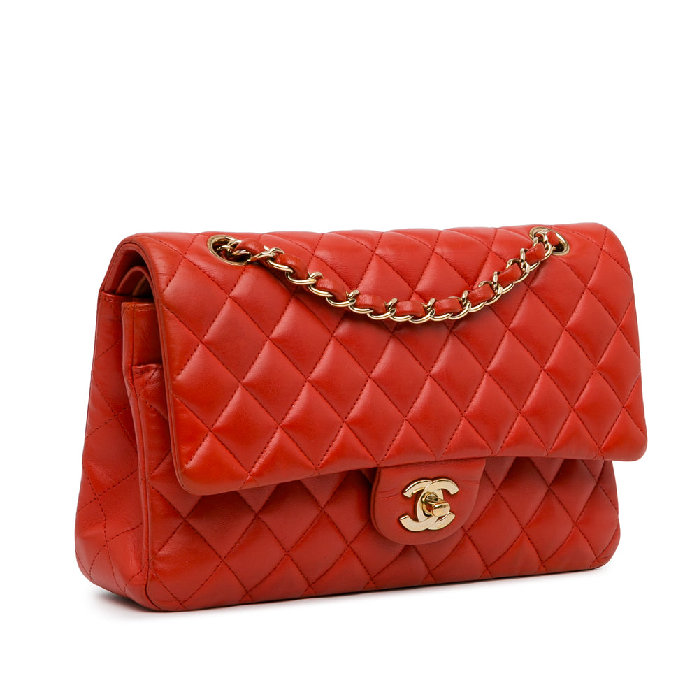 Medium Classic Lambskin Double Flap Red - Gaby Paris