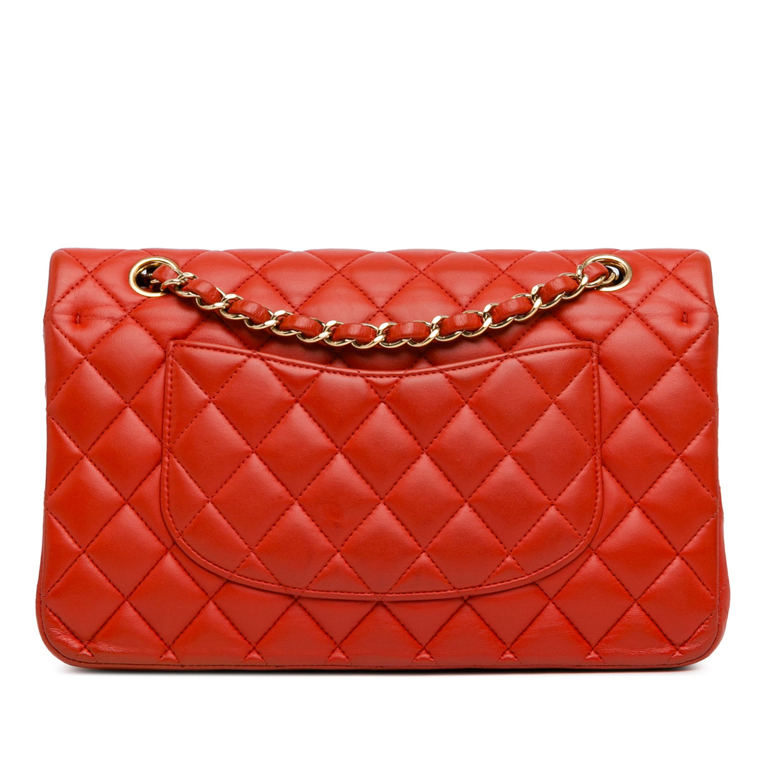 Medium Classic Lambskin Double Flap Red - Gaby Paris