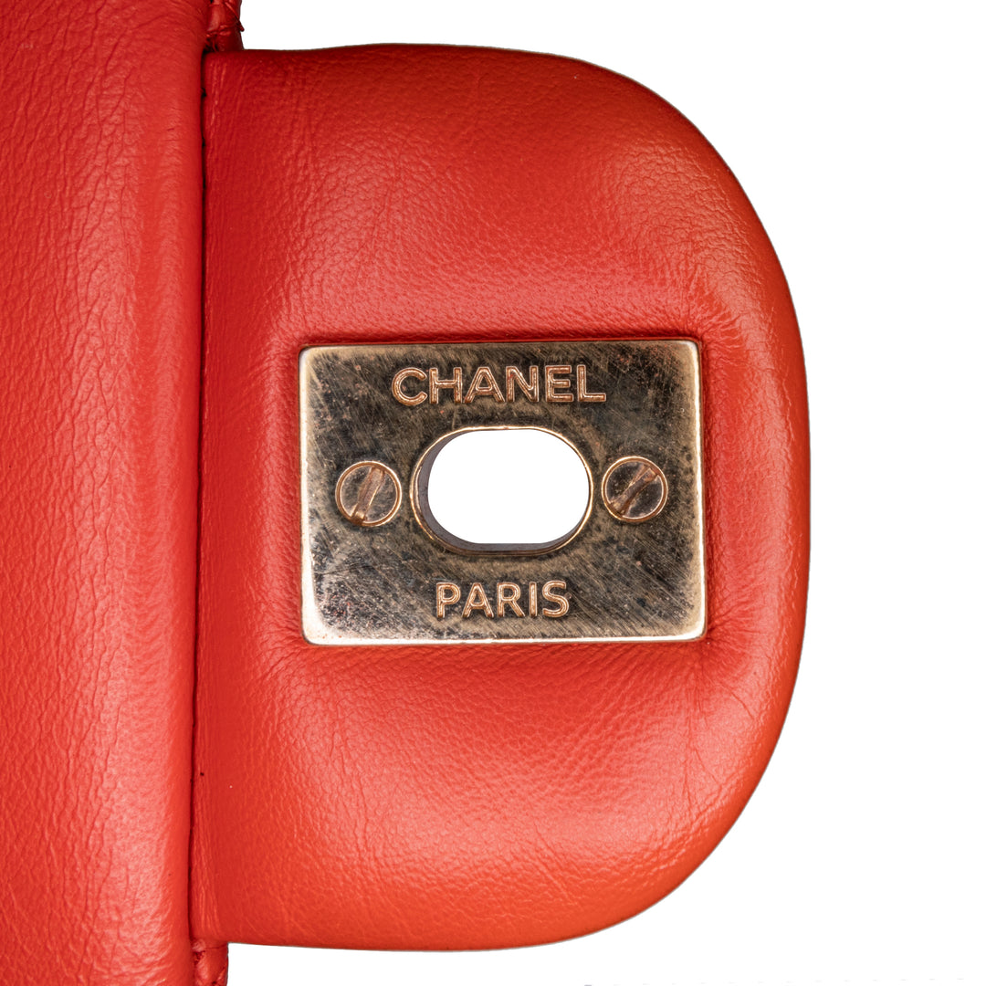 Medium Classic Lambskin Double Flap Red - Gaby Paris