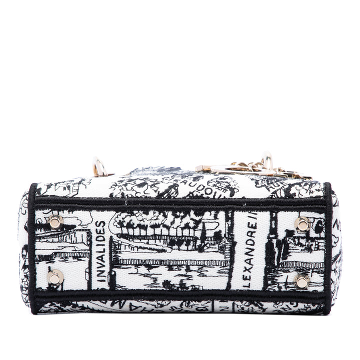 Dior brodé Plan de Paris Lady D-Lite Mini Blanc – vue 3 – GABY PARIS