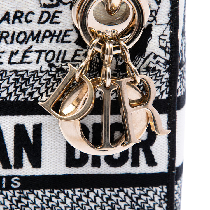 Dior brodé Plan de Paris Lady D-Lite Mini Blanc – vue 5 – GABY PARIS