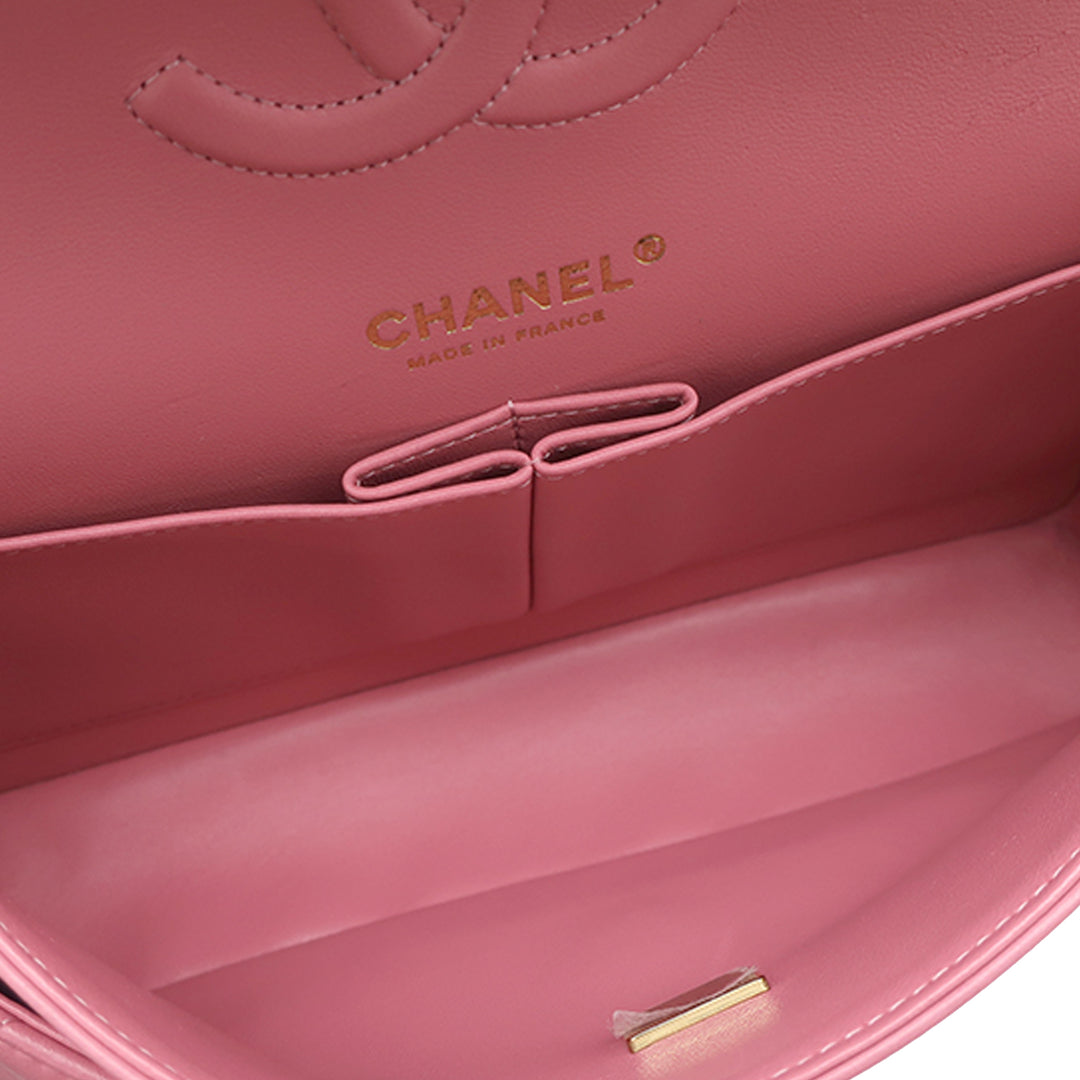 Classic Double rabat Moyen Cuir d'agneau Rose