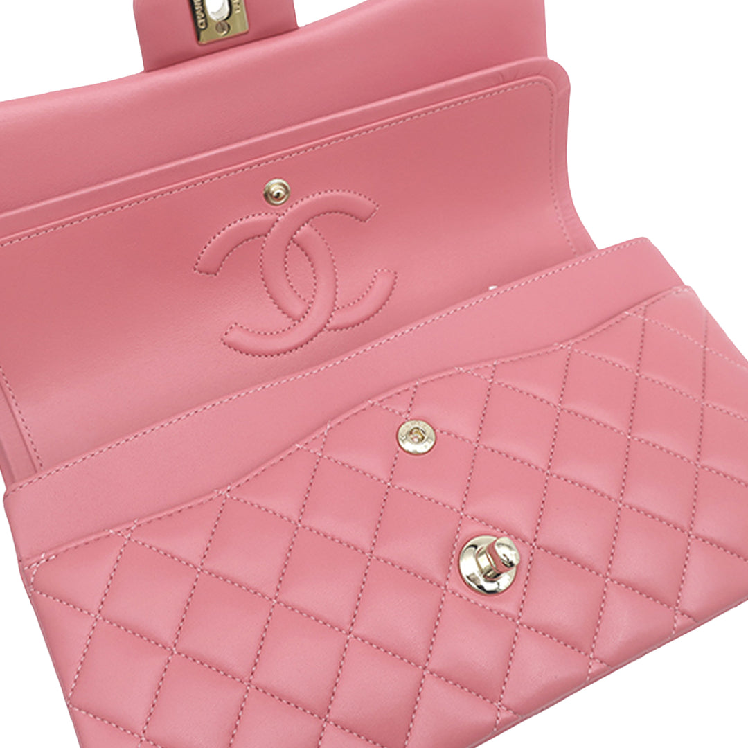 Classic Double rabat Moyen Cuir d'agneau Rose