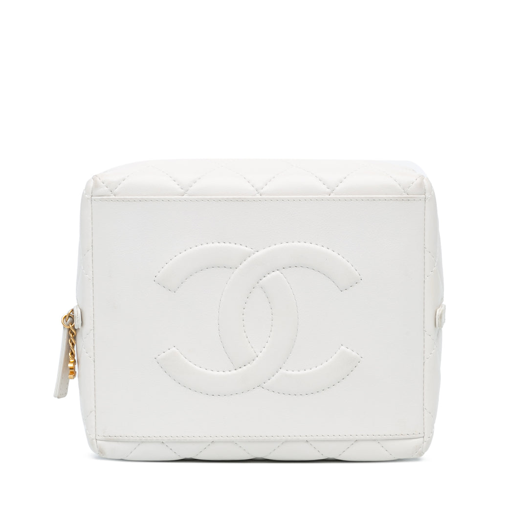 Métiers d'Art CC Quilted Lambskin Box with Top Handle White - Gaby Paris