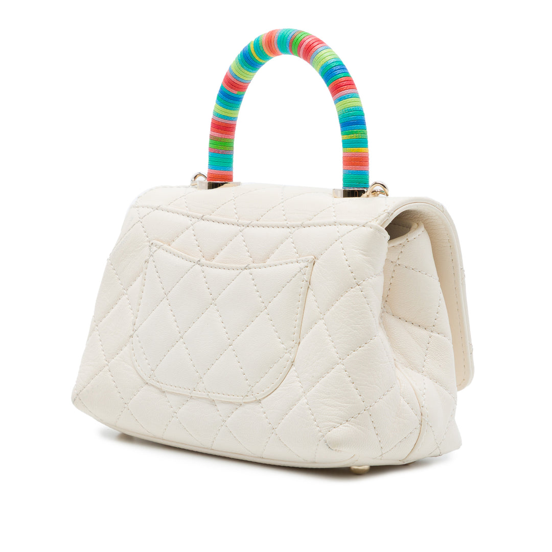 Matelassé Rainbow à rabat Extra Mini Cuir de chèvre Blanc
