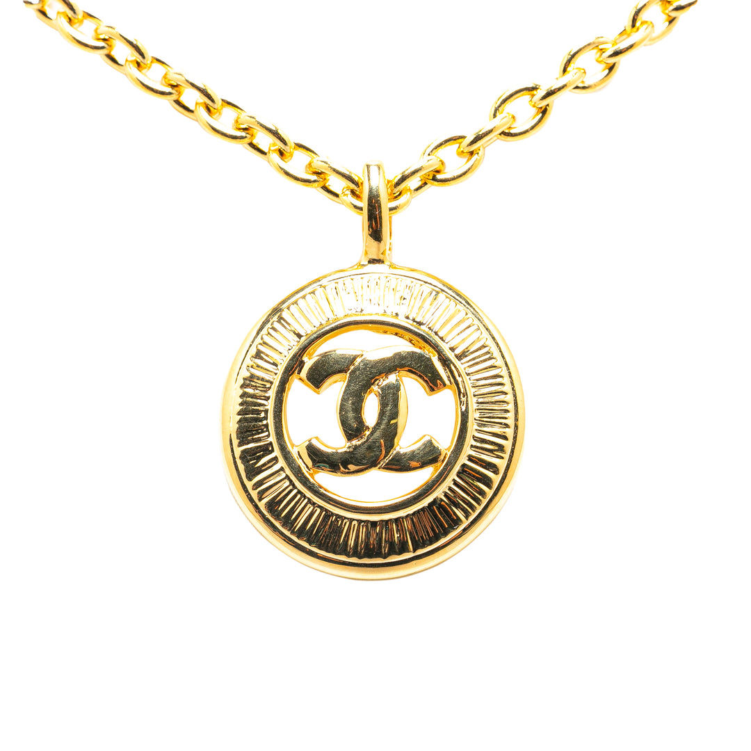 Gold Plated CC Round Pendant Necklace Gold - Gaby Paris