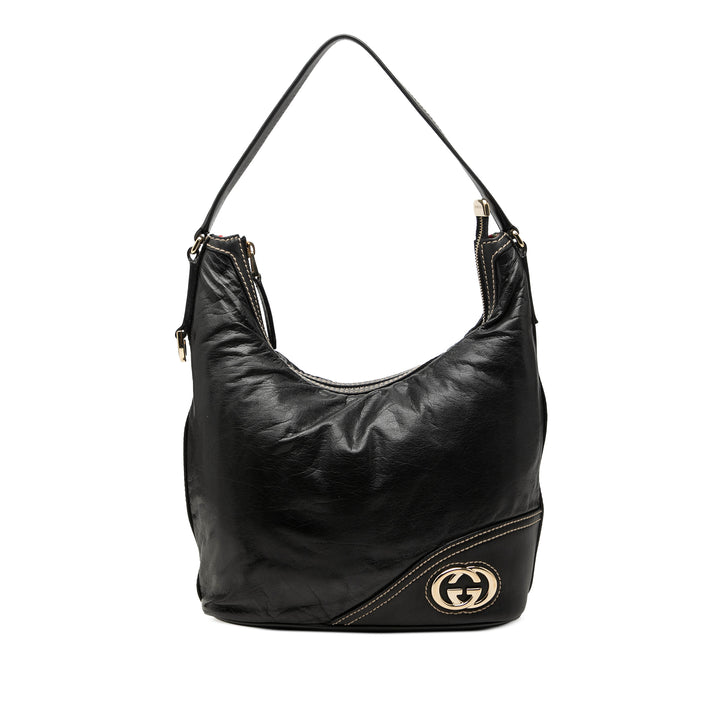 Gucci Sac porté épaule New Britt Cuir de veau Noir – vue principale – GABY PARIS