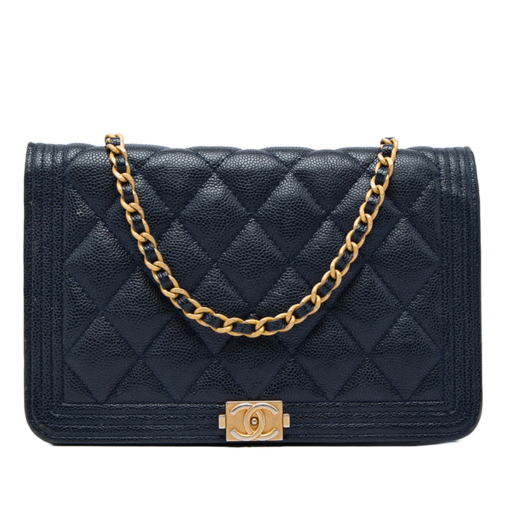 Chanel Matelassé Boy Wallet on Chain Cuir caviar Bleu