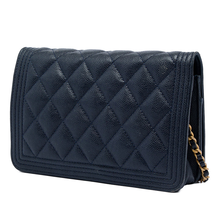 Chanel Matelassé Boy Wallet on Chain Cuir caviar Bleu