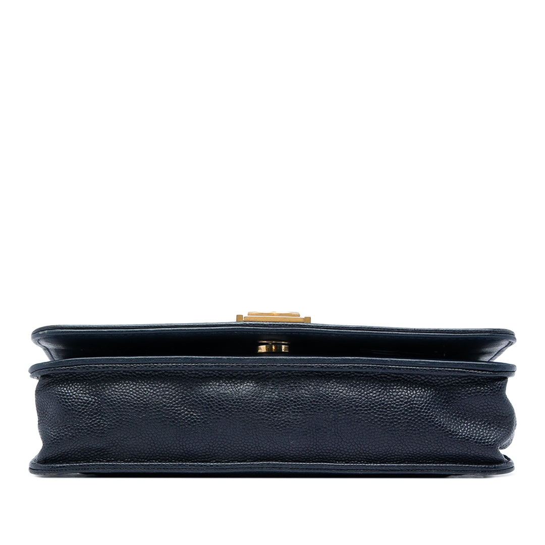 Chanel Matelassé Boy Wallet on Chain Cuir caviar Bleu
