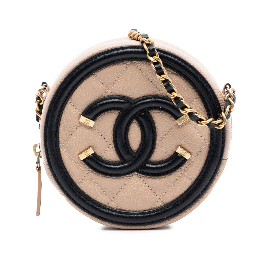Chanel Caviar CC Filigree Rond Sac porté croisé