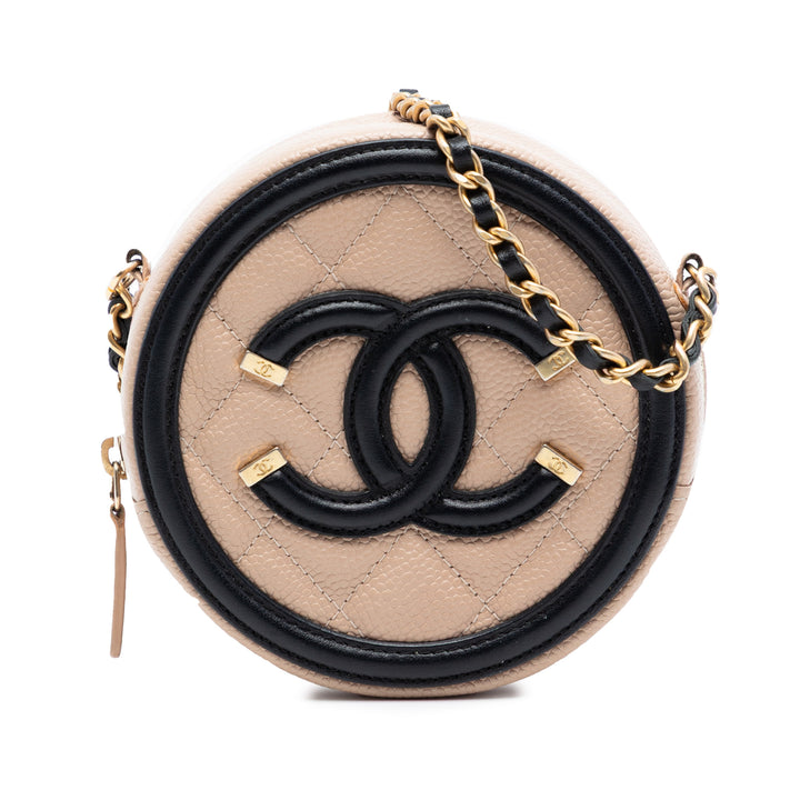 Chanel Caviar CC Filigree Rond Sac porté croisé