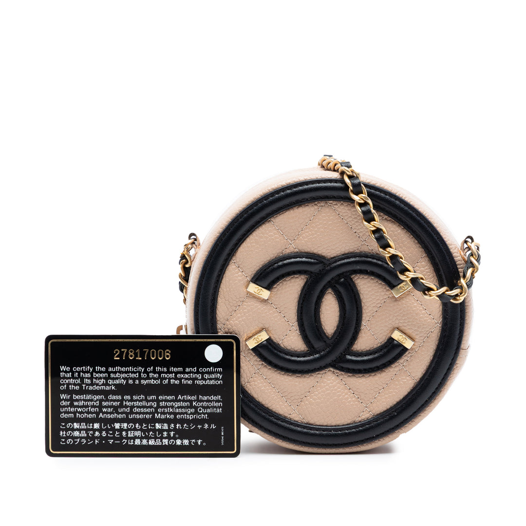Chanel Caviar CC Filigree Rond Sac porté croisé