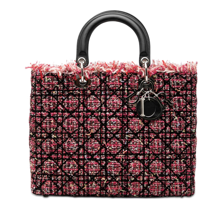 Dior Large Tweed Cannage Fringe Lady Dior