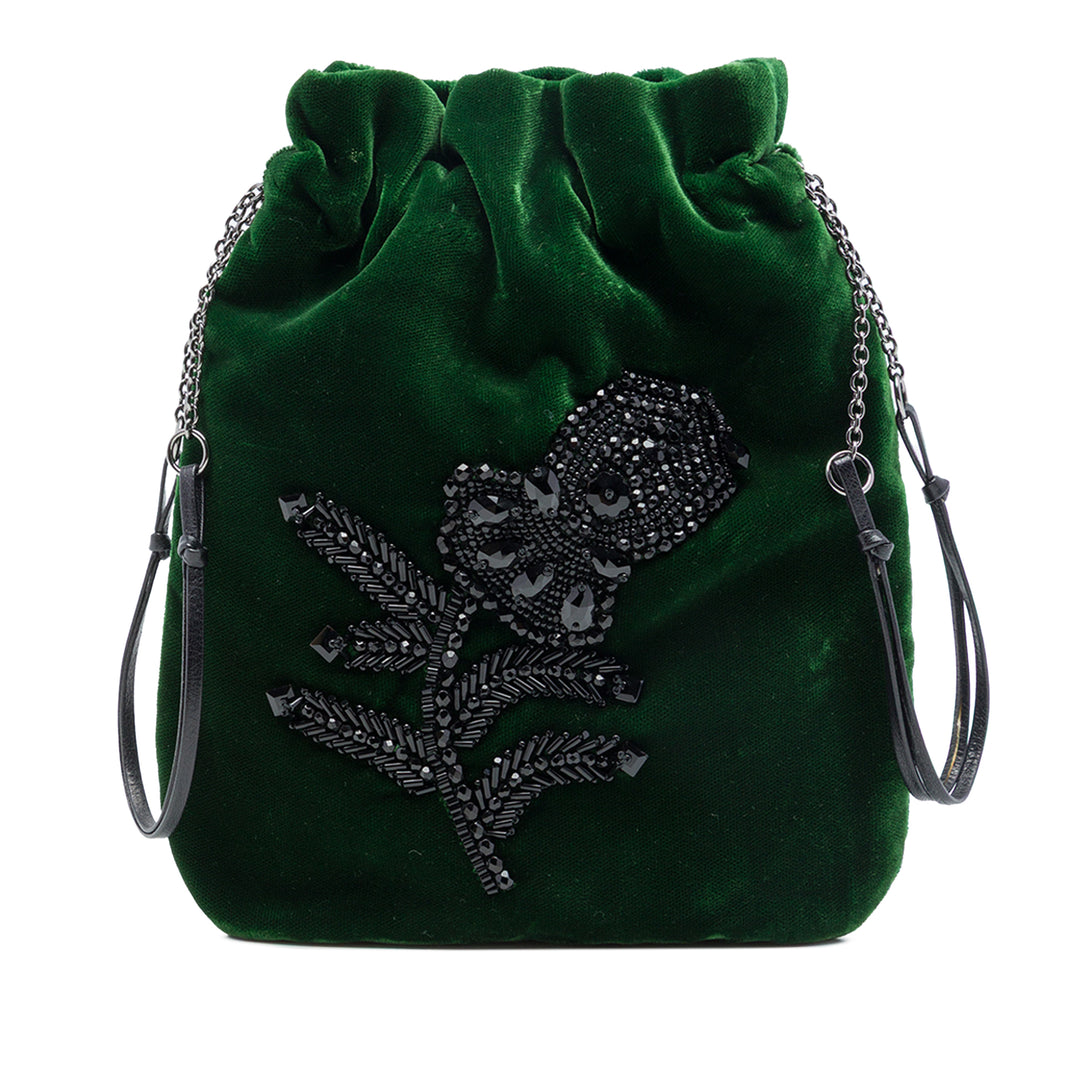Prada Pochette Beaded Velluto Vert – vue principale – GABY PARIS