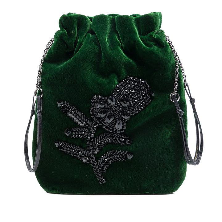 Prada Pochette Beaded Velluto Vert – vue principale – GABY PARIS