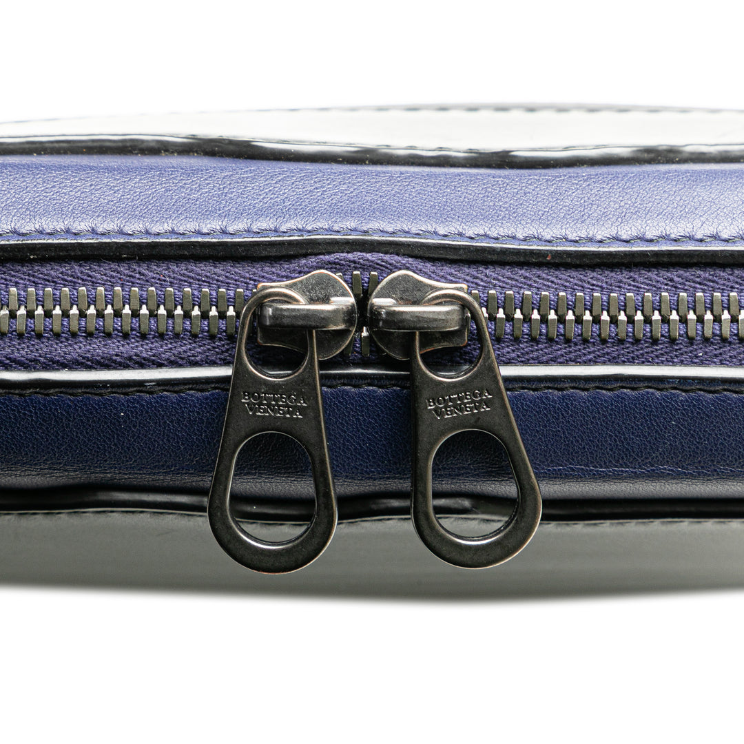Intrecciato Trimmed Leather Crossbody Black - Gaby Paris