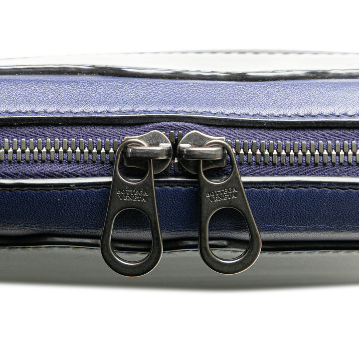 Intrecciato Trimmed Leather Crossbody Black - Gaby Paris