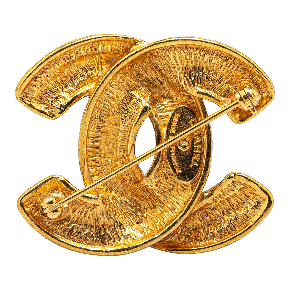 Gold-Plated CC Quilted Brooch Gold - Gaby Paris