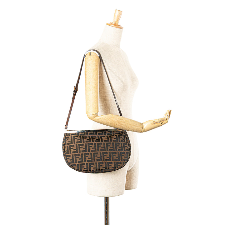 Zucca Canvas Shoulder Bag Brown - Gaby Paris