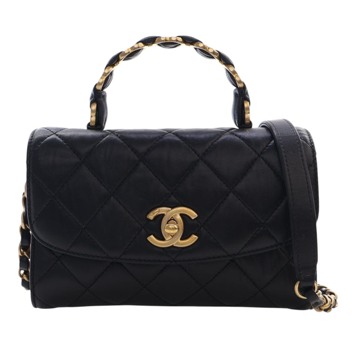Chanel Mini CC Matelassé Cuir d’agneau Links anse supérieure à rabat