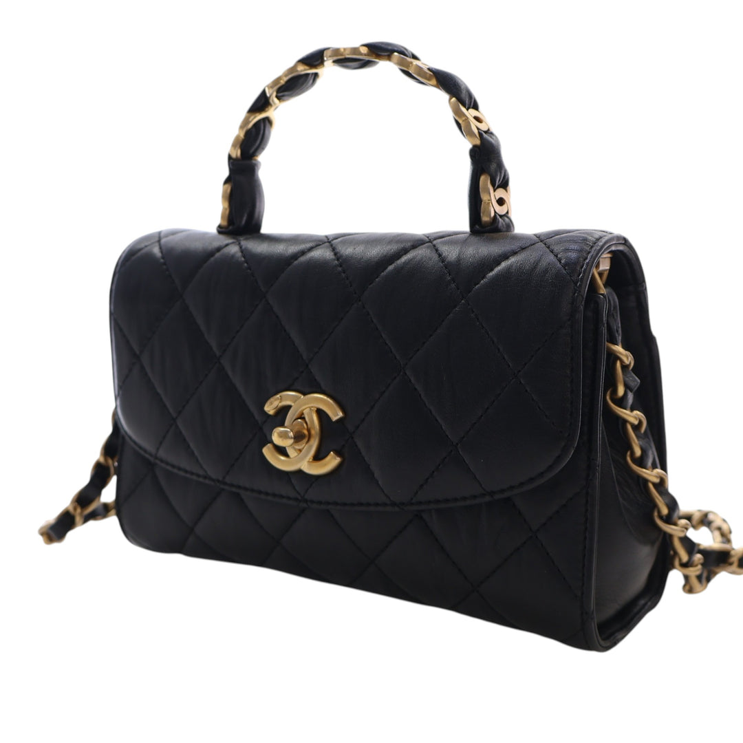 Chanel Mini CC Matelassé Cuir d’agneau Links anse supérieure à rabat