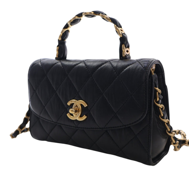 Chanel Mini CC Matelassé Cuir d’agneau Links anse supérieure à rabat