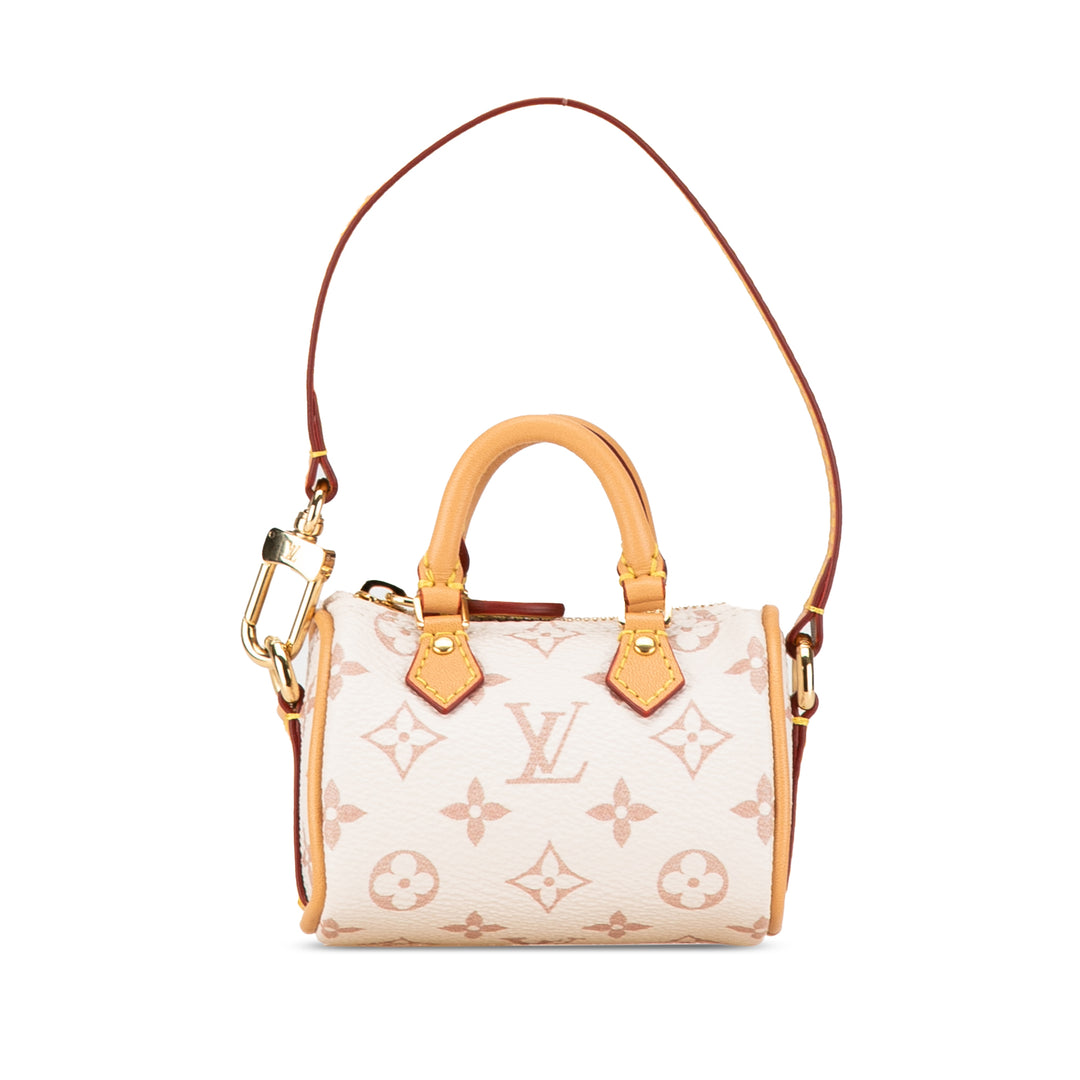 Monogram Dune Micro Speedy Bag Charm White - Gaby Paris