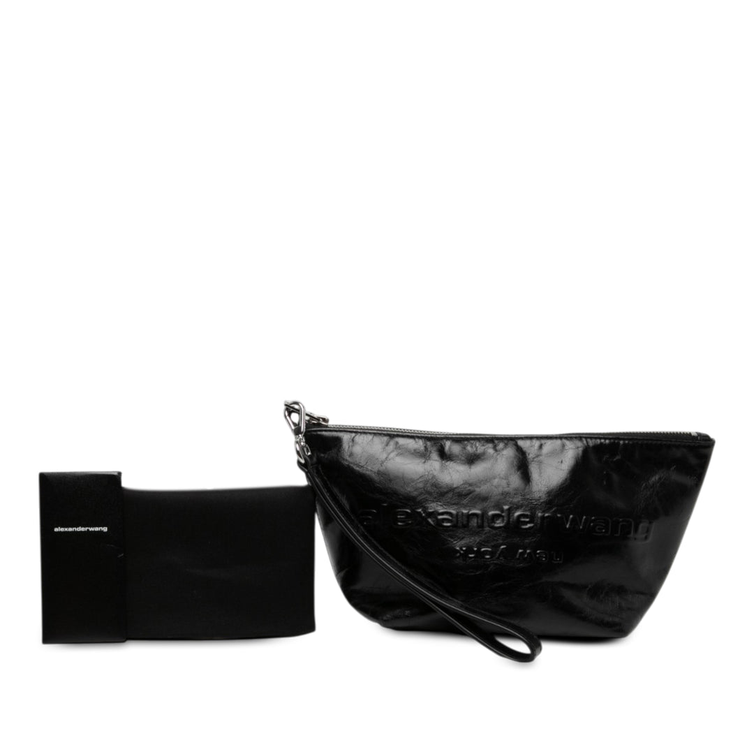 Alexander Wang Pochette Crackled Punch Wristlet Zippé Noir – vue 6 – GABY PARIS