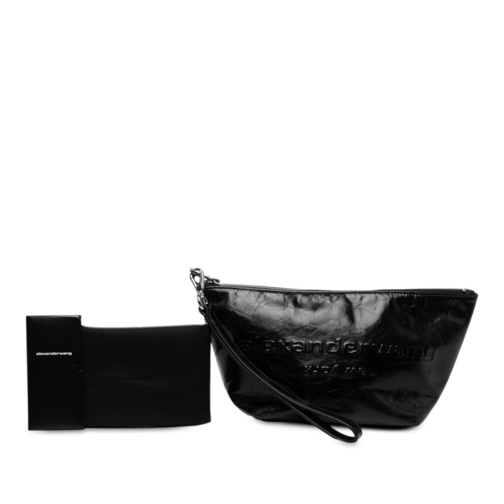 Alexander Wang Pochette Crackled Punch Wristlet Zippé Noir – vue 6 – GABY PARIS