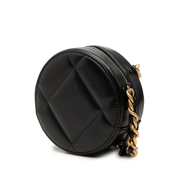 Chanel Pochette 19 Rond avec chaîne Cuir d'agneau Noir – vue 2 – GABY PARIS