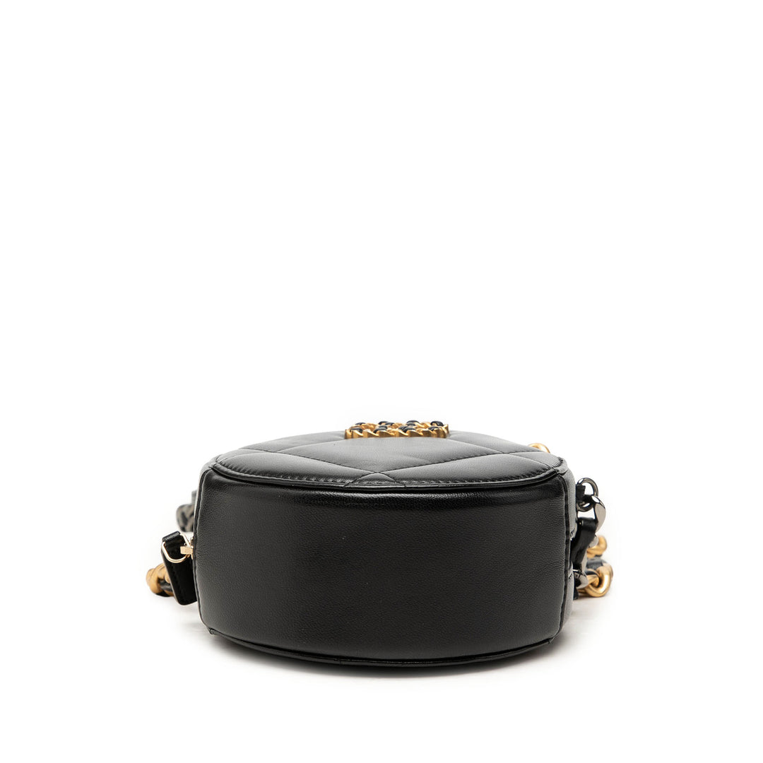 Chanel Pochette 19 Rond avec chaîne Cuir d'agneau Noir – vue 3 – GABY PARIS