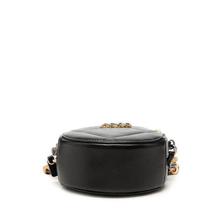 Chanel Pochette 19 Rond avec chaîne Cuir d'agneau Noir – vue 3 – GABY PARIS