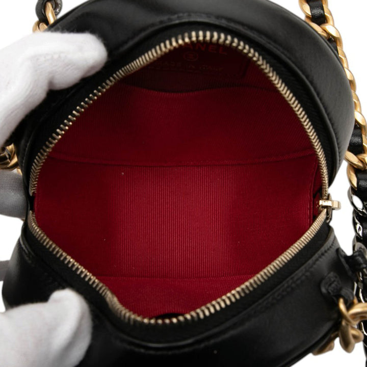 Chanel Pochette 19 Rond avec chaîne Cuir d'agneau Noir – vue 4 – GABY PARIS