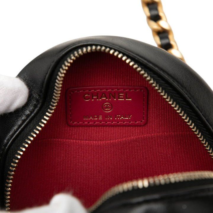 Chanel Pochette 19 Rond avec chaîne Cuir d'agneau Noir – vue 5 – GABY PARIS