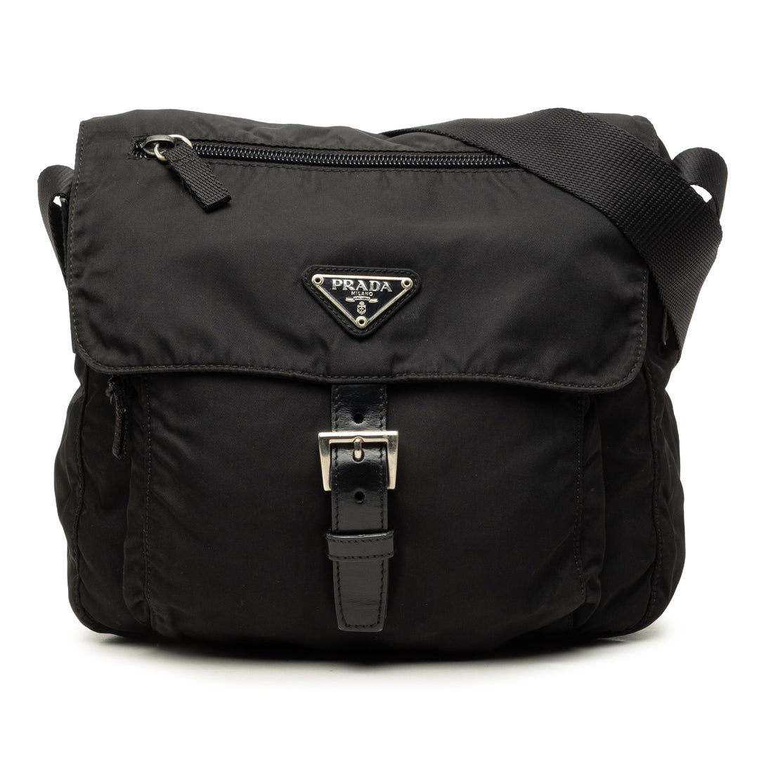 Prada Sac bandoulière Zippé Buckle Messenger Tessuto Noir – vue principale – GABY PARIS