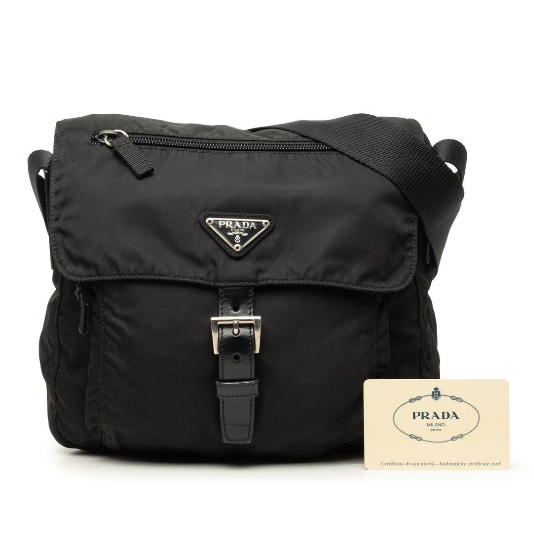 Prada Sac bandoulière Zippé Buckle Messenger Tessuto Noir – vue 7 – GABY PARIS