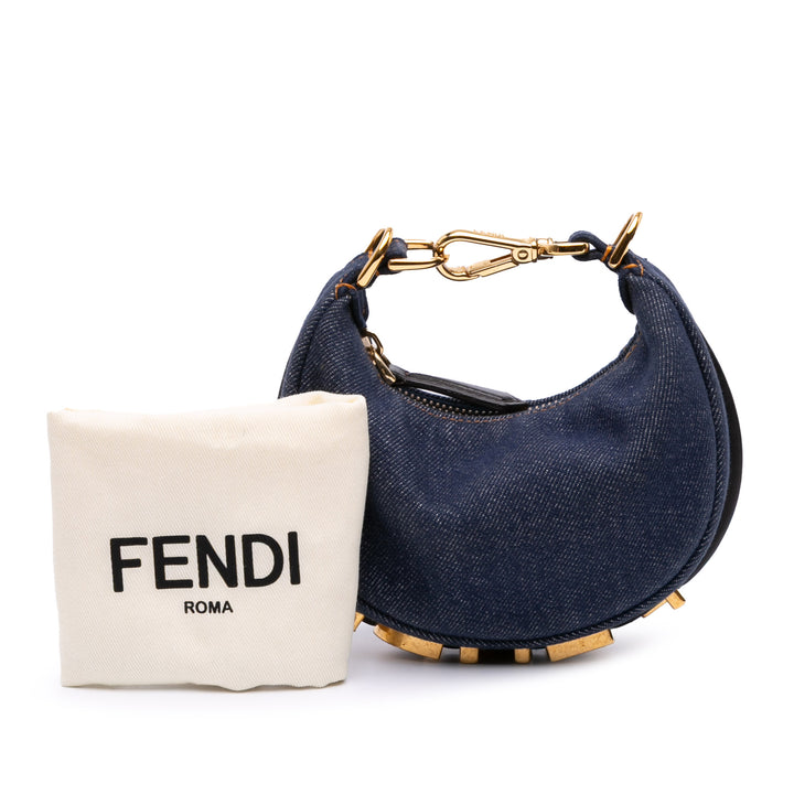 Nano Denim Fendigraphy Hobo Blue - Gaby Paris